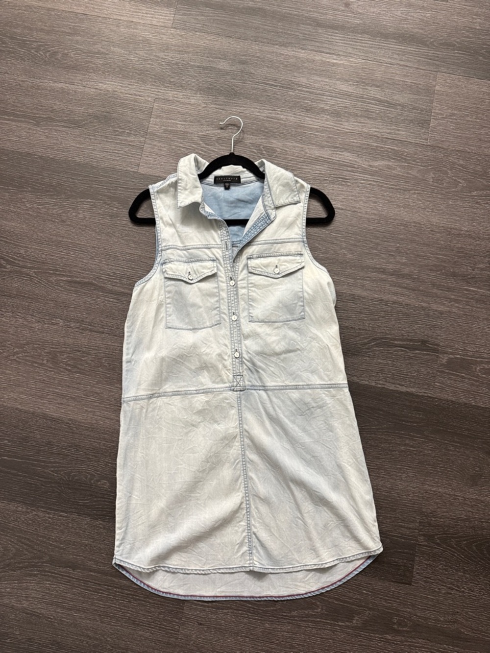 Sanctuary Light Wash Denim Sleeveless Shirt Dress